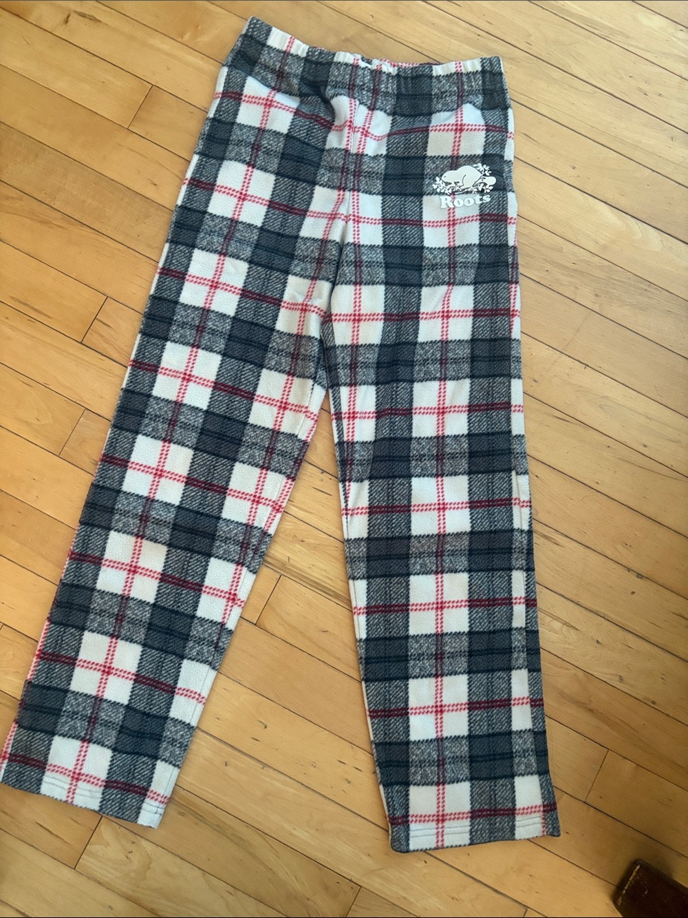 Roots Plaid Kids Pajama Pants - Gray, White & Red